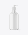 Clear Liquid Soap Cosmetic Bottle with Pump Mockup