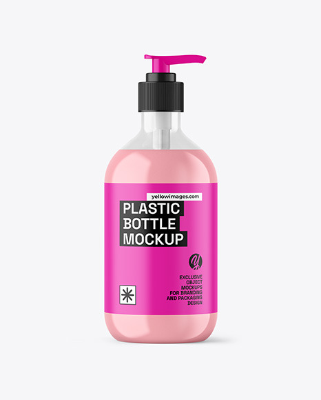 Clear Liquid Soap Cosmetic Bottle with Pump Mockup