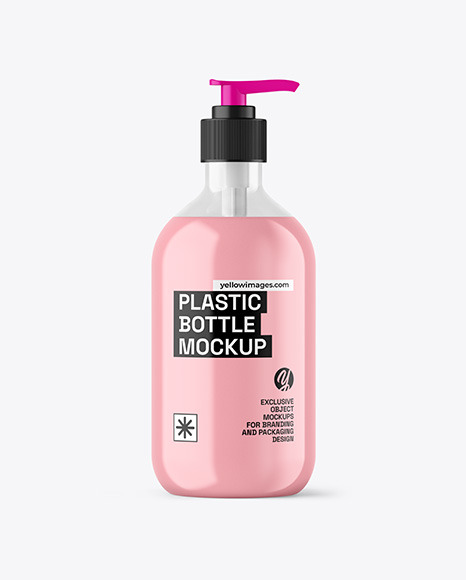 Clear Liquid Soap Cosmetic Bottle with Pump Mockup