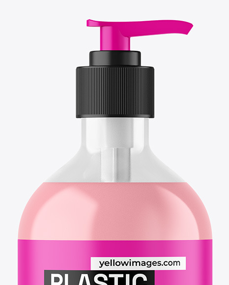 Clear Liquid Soap Cosmetic Bottle with Pump Mockup
