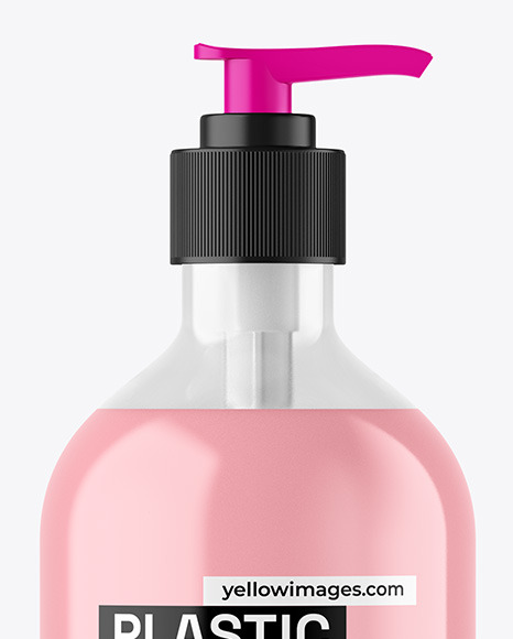 Clear Liquid Soap Cosmetic Bottle with Pump Mockup