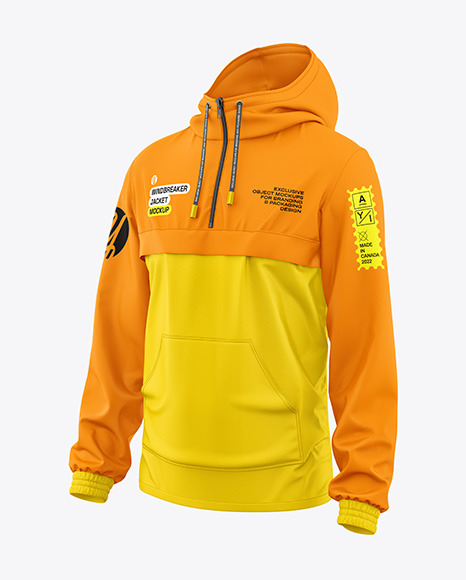Men&#039;s Anorak Windbreaker Jacket Mockup - Half Side View