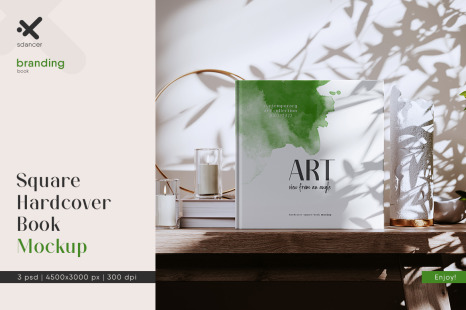 Square Hardcover Book Mockup