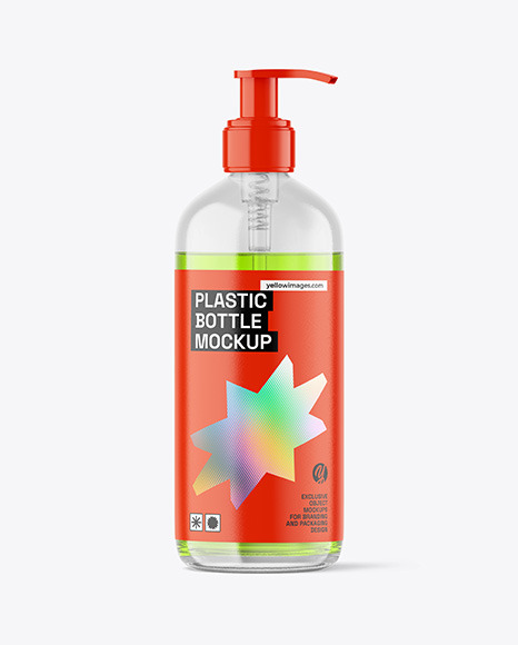 Color Liquid Bottle with Pump Mockup