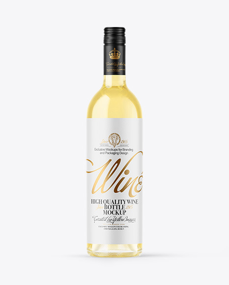 Clear Glass White Wine Bottle Mockup