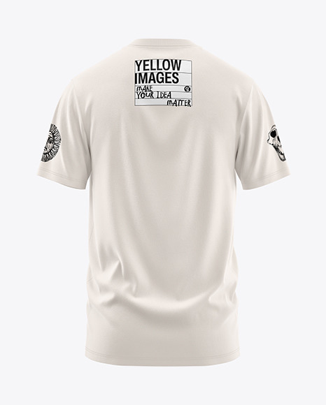 Men’s T-Shirt Mockup on Yellow Images Object Mockups