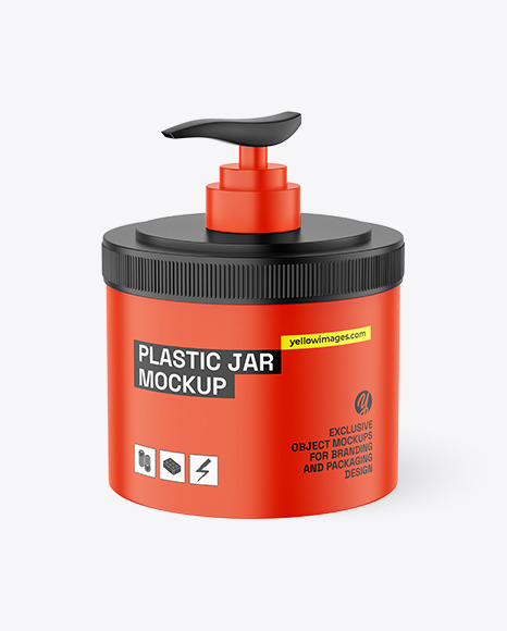 Matte Plastic Jar With Pump Dispenser Mockup