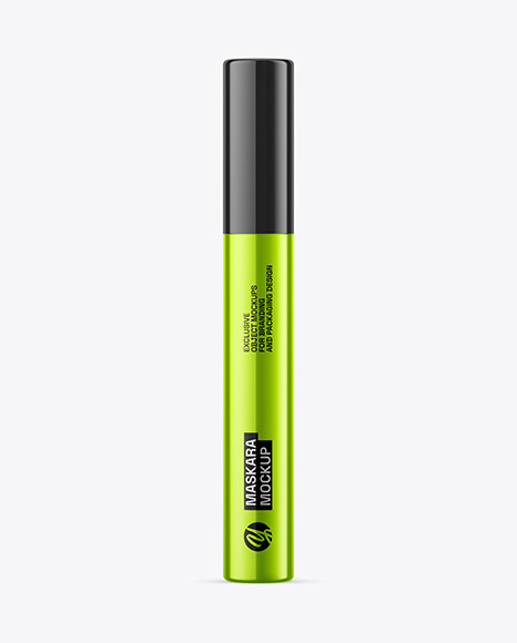 Glossy Metallic Mascara Tube Mockup