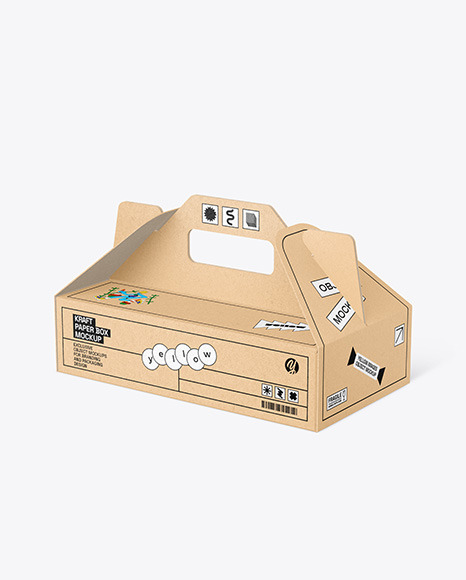 Kraft Paper Box w/ Handle Mockup