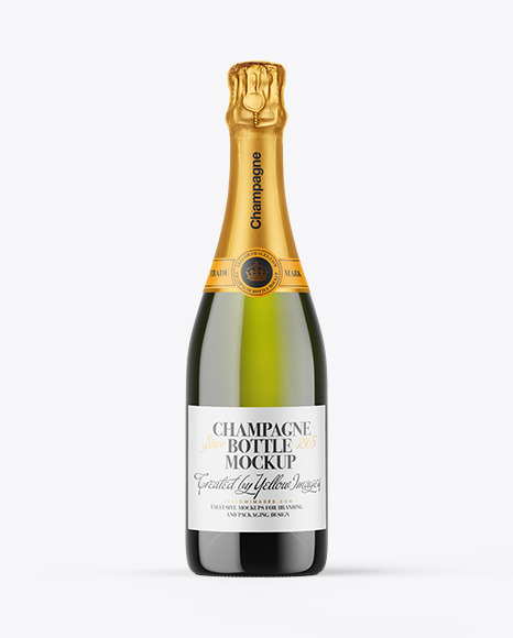Green Glass Champagne Bottle Mockup