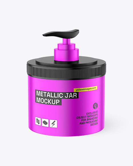 Matte Metallic Jar W/ Pump Dispenser Mockup