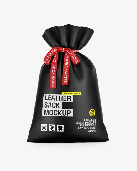 Leather Sack With Satin Ribbon Mockup