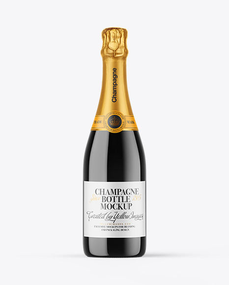 Dark Glass Champagne Bottle Mockup