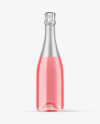 Clear Glass Pink Champagne Bottle Mockup