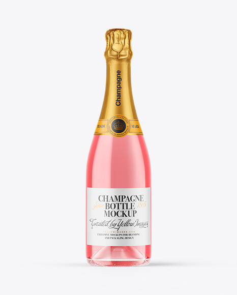 Clear Glass Pink Champagne Bottle Mockup