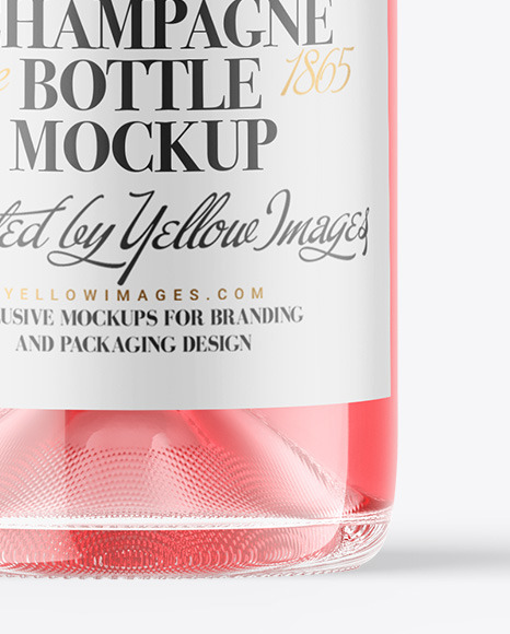 Clear Glass Pink Champagne Bottle Mockup