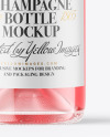 Clear Glass Pink Champagne Bottle Mockup