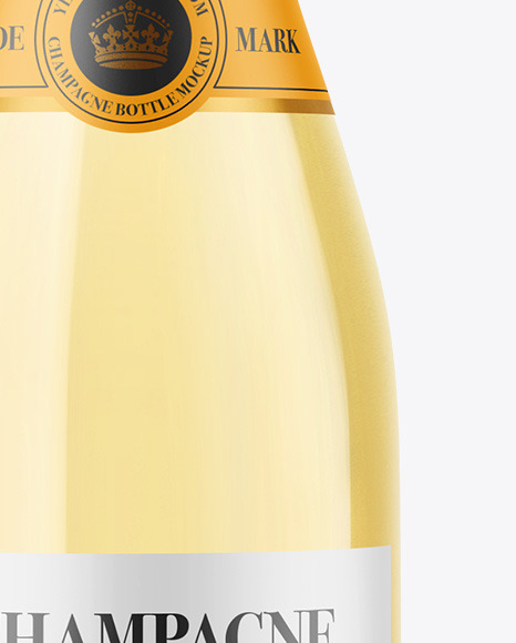 Clear Glass White Champagne Bottle Mockup