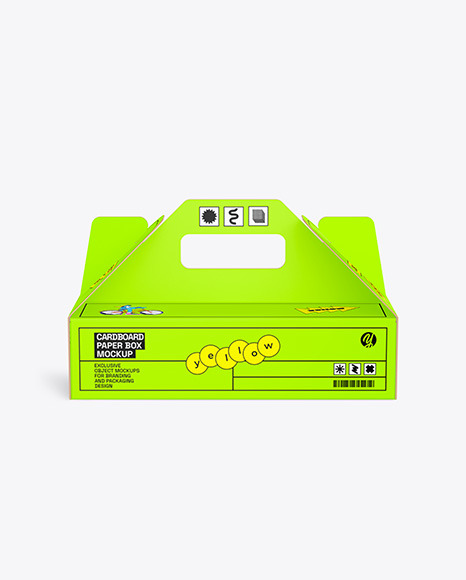 Cardboard Paper Box w/ Handle Mockup