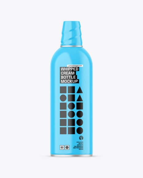 Glossy Whipped Cream Bottle Mockup