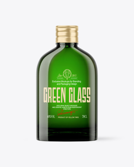 Green Glass Bottle Mockup