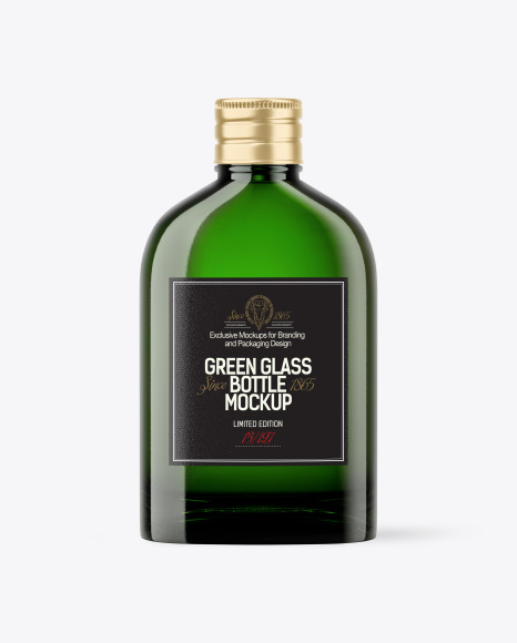 Green Glass Bottle Mockup