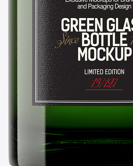 Green Glass Bottle Mockup