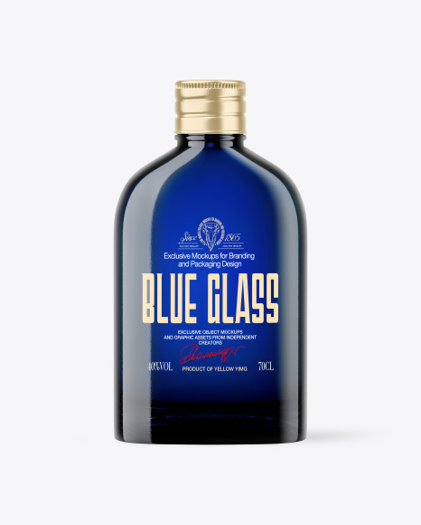 Blue Glass Bottle Mockup