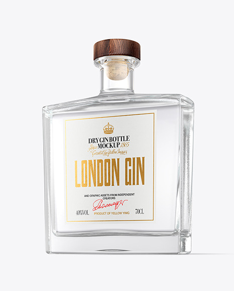 Clear Glass Dry Gin Bottle Mockup