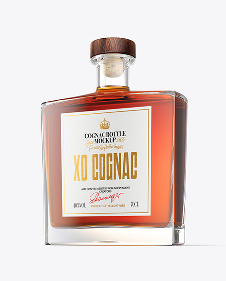 Clear Glass Cognac Bottle Mockup