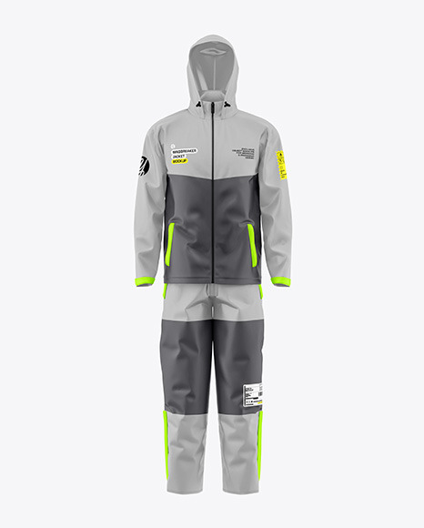 Men&#039;s Windbreaker Jacket with Pants Mockup - Front View