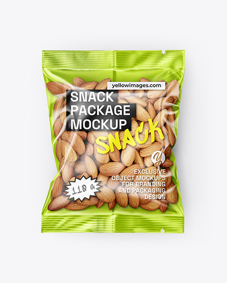 Plastic Bag with Almonds Mockup