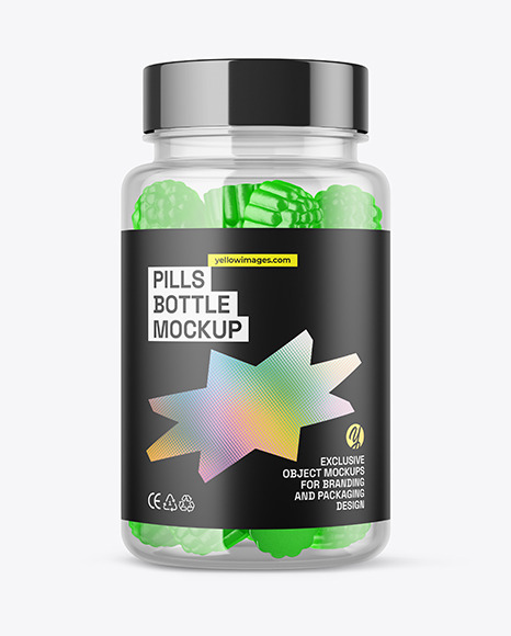 Plastic Bottle with Gummies Mockup