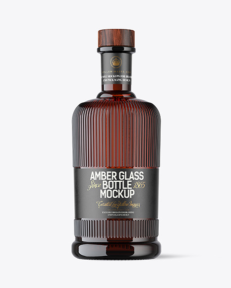 Vintage Amber Glass Bottle Mockup