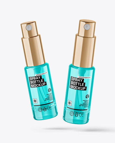 Two Glass Spray Bottles Mockup