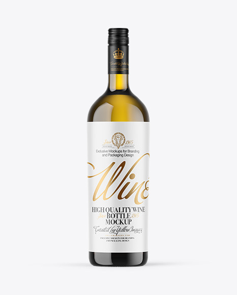 Antique Green Glass White Wine Bottle Mockup