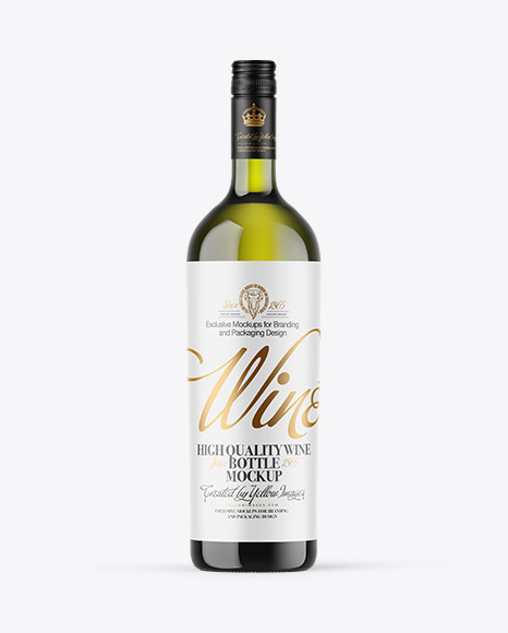 Green Glass White Wine Bottle Mockup