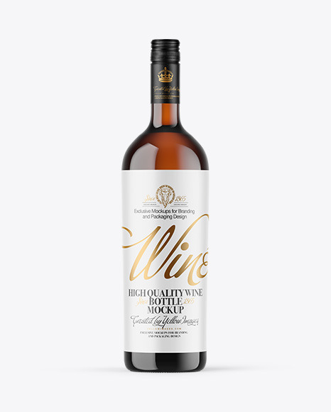 Amber Glass White Wine Bottle Mockup