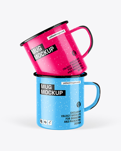 Glossy Enamel Mugs Mockup