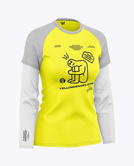 Women&#039;s Double-Layer Sleeve T-Shirt Mockup