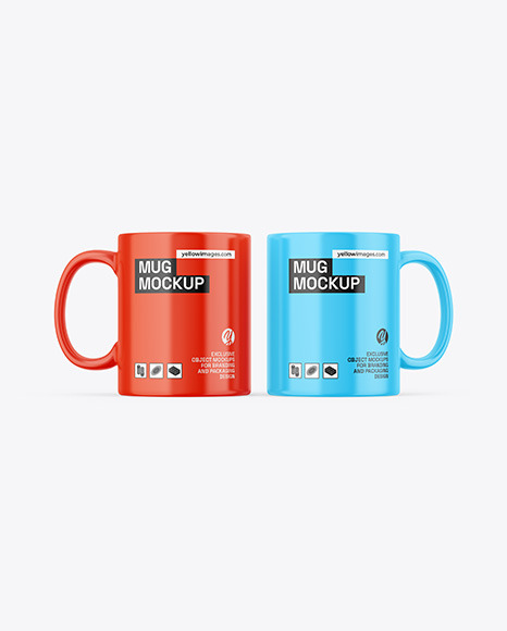 Two Glossy Mugs Mockup