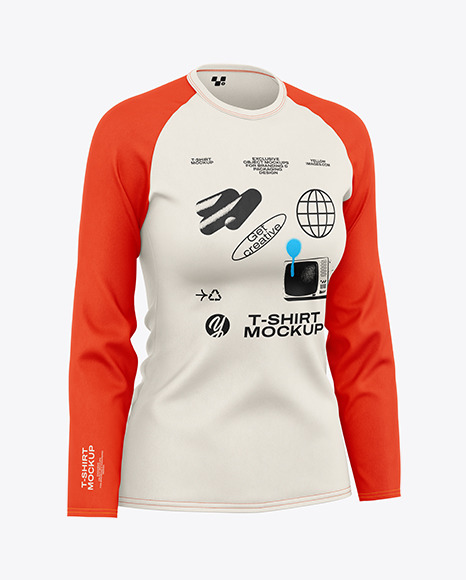 Women's Raglan Long Sleeve T-Shirt Mockup