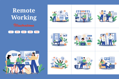 M574_Remote Working Illustration Pack