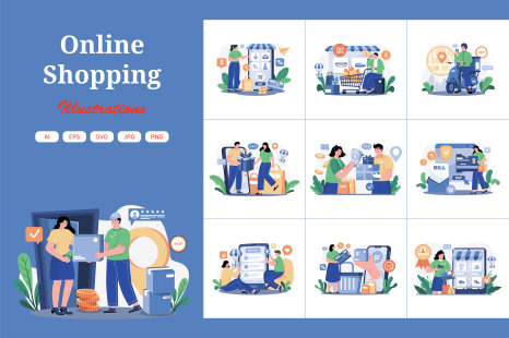 M583_Online Shopping Illustration Pack