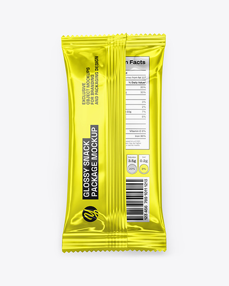 Glossy Metallic Snack Package Mockup
