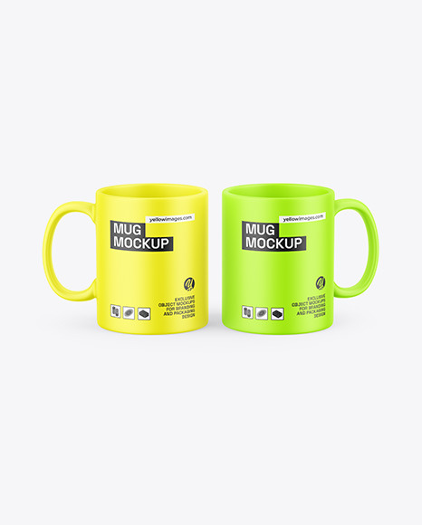 Two Matte Mugs Mockup