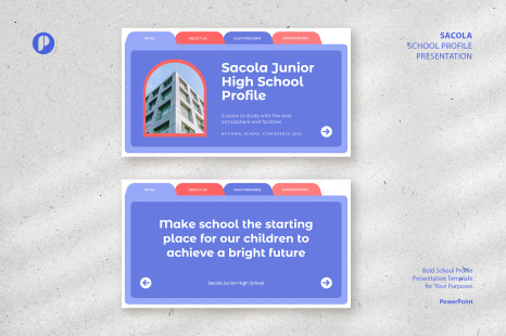 Sacola – blue salmon fun bold school profile presentation