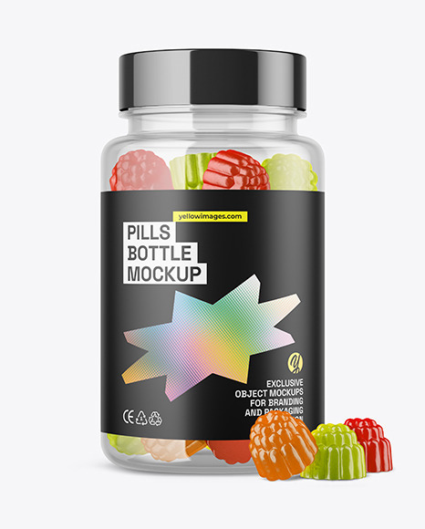 Plastic Bottle with Gummies Mockup
