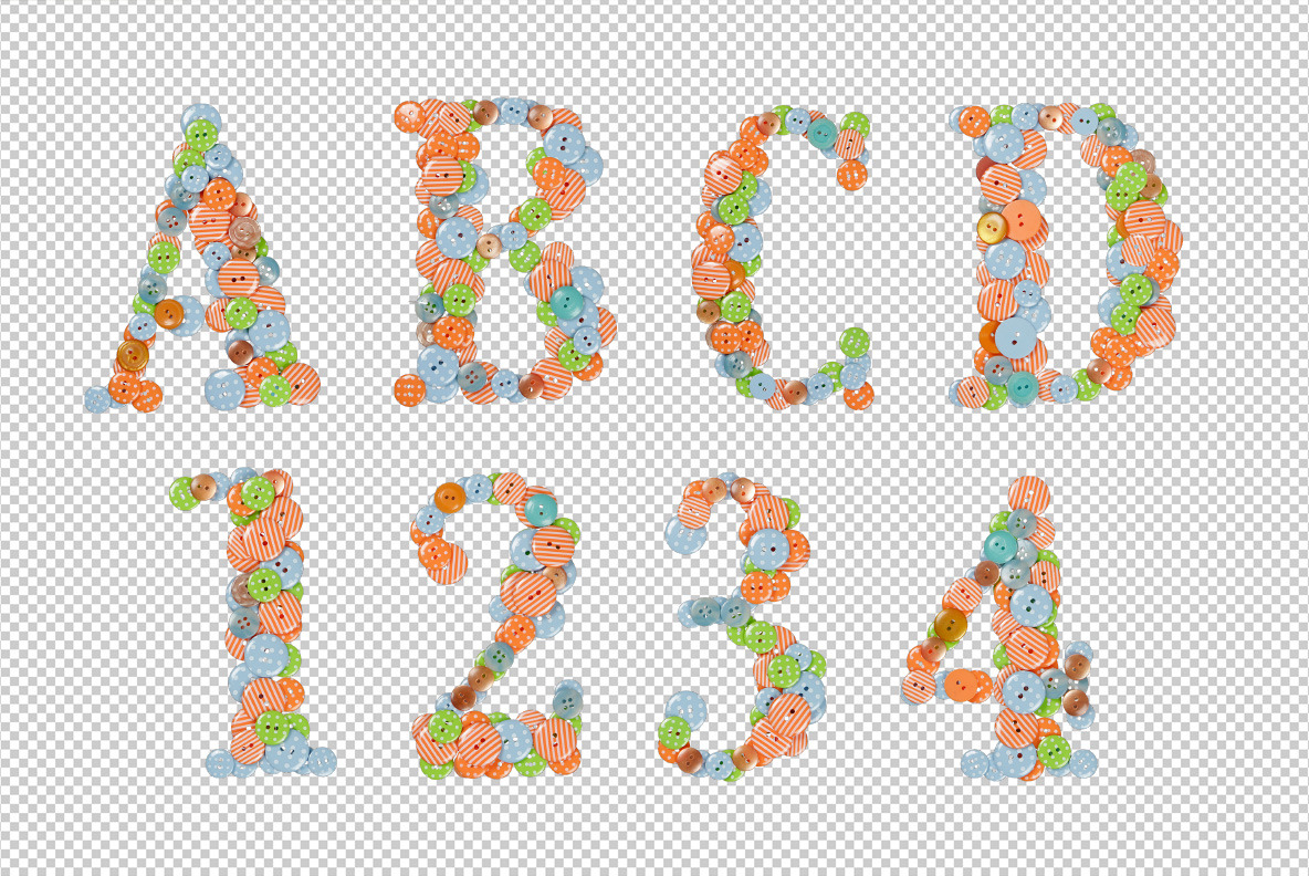 Buttons Font on Yellow Images Creative Store