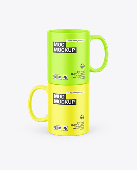 Two Matte Mugs Mockup